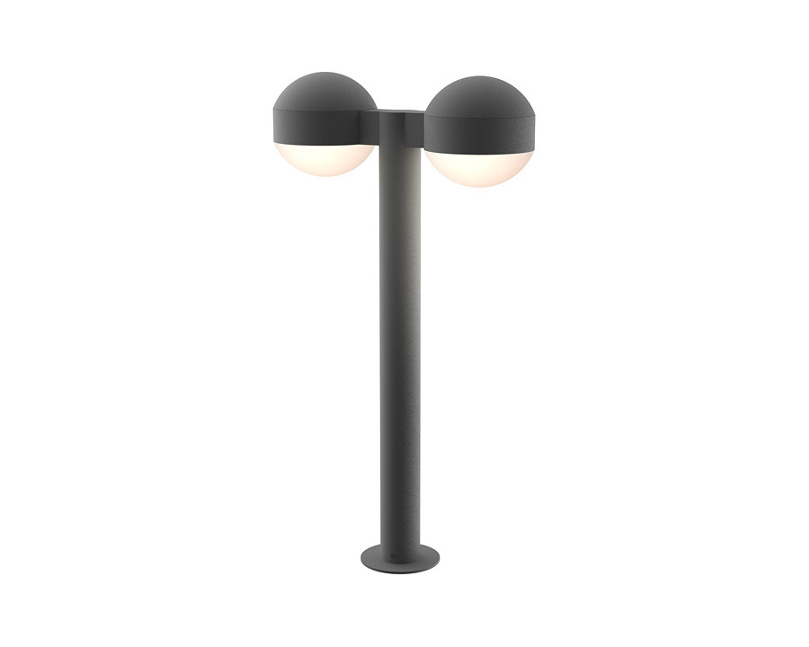 Sonneman REALS LED Double Bollard - Textured Gray, 22", Dome Caps and Dome Lenses