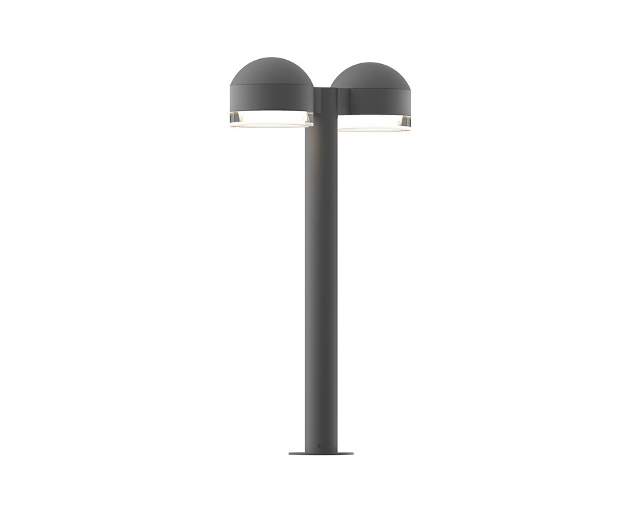 Sonneman REALS LED Double Bollard - Textured Gray, 22", Dome Caps and Clear Cylinder Lenses