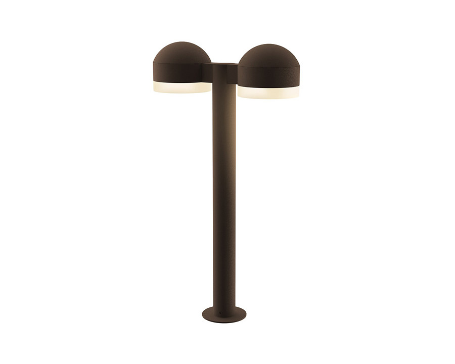 Sonneman REALS LED Double Bollard - Textured Bronze, 22", Dome Caps and White Cylinder Lenses