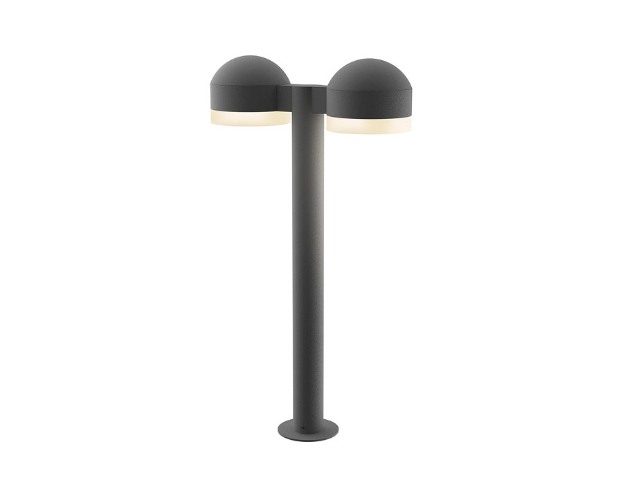 Sonneman REALS LED Double Bollard - Textured Gray, 22", Dome Caps and White Cylinder Lenses