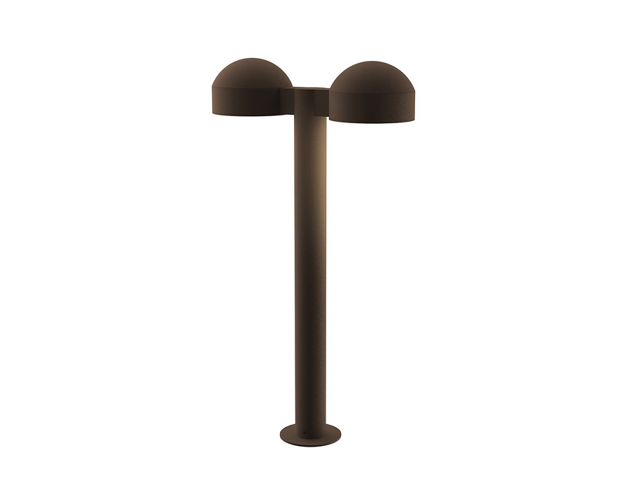 Sonneman REALS LED Double Bollard - Textured Bronze, 22", Dome Caps and Plate Lenses