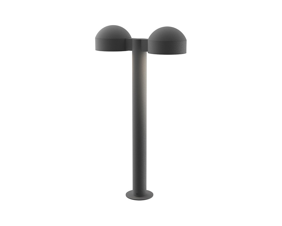 Sonneman REALS LED Double Bollard - Textured Gray, 22", Dome Caps and Plate Lenses