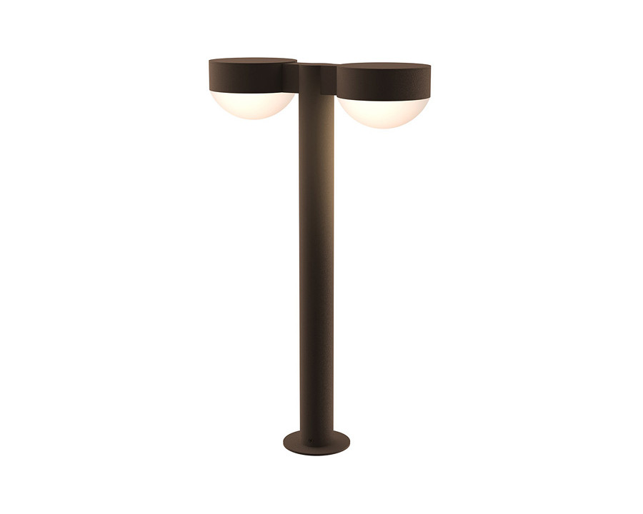 Sonneman REALS LED Double Bollard - Textured Bronze, 22", Plate Caps and Dome Lenses