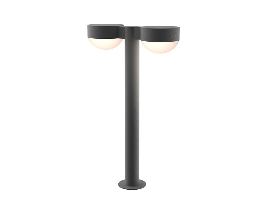 Sonneman REALS LED Double Bollard - Textured Gray, 22", Plate Caps and Dome Lenses