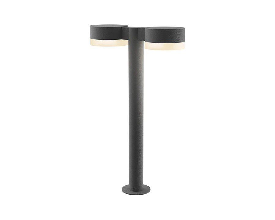 Sonneman REALS LED Double Bollard - Textured Gray, 22", Plate Caps and White Cylinder Lenses