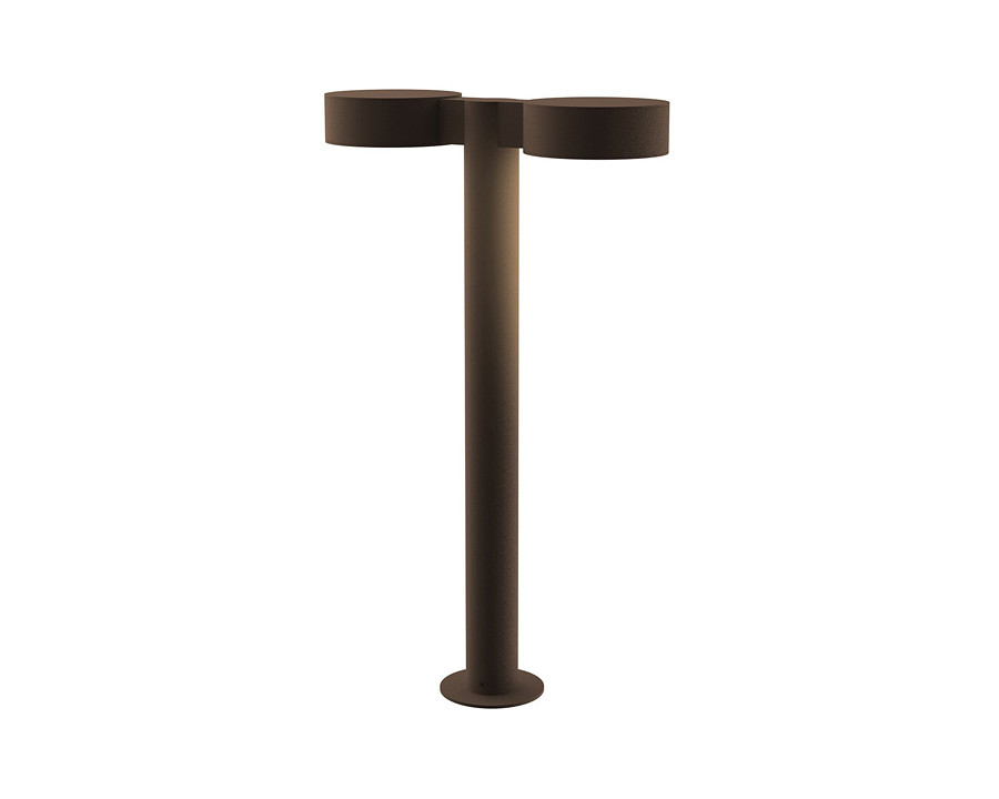 Sonneman REALS LED Double Bollard - Textured Bronze, 22", Plate Caps and Plate Lenses