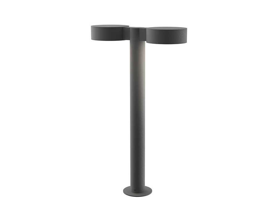 Sonneman REALS LED Double Bollard - Textured Gray, 22", Plate Caps and Plate Lenses