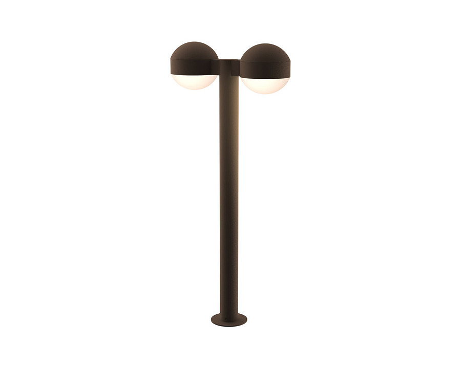 Sonneman REALS LED Double Bollard - Textured Bronze, 28", Dome Caps and Dome Lenses