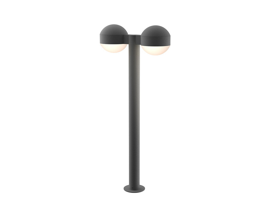 Sonneman REALS LED Double Bollard - Textured Gray, 28", Dome Caps and Dome Lenses