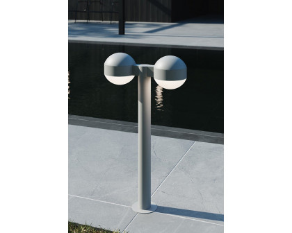 Sonneman REALS LED Double Bollard - Textured Gray, 28", Dome Caps and Dome Lenses