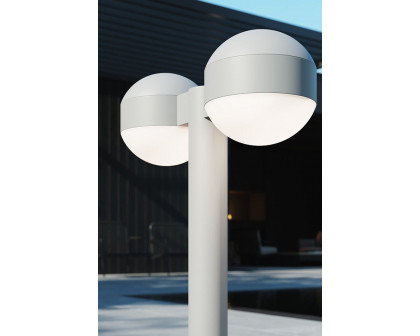 Sonneman REALS LED Double Bollard - Textured Gray, 28", Dome Caps and Dome Lenses