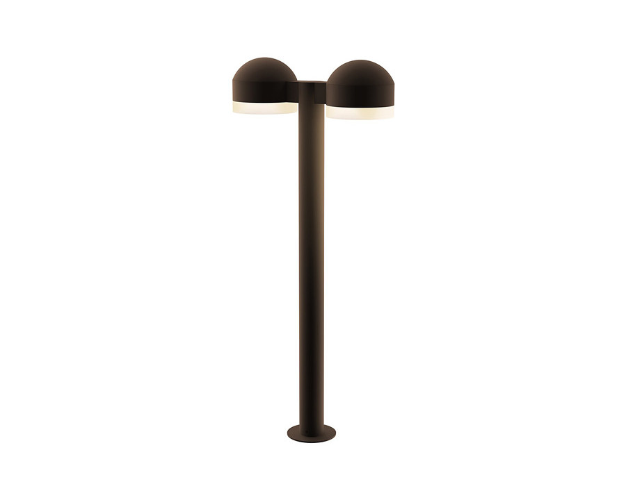 Sonneman REALS LED Double Bollard - Textured Bronze, 28", Dome Caps and White Cylinder Lenses