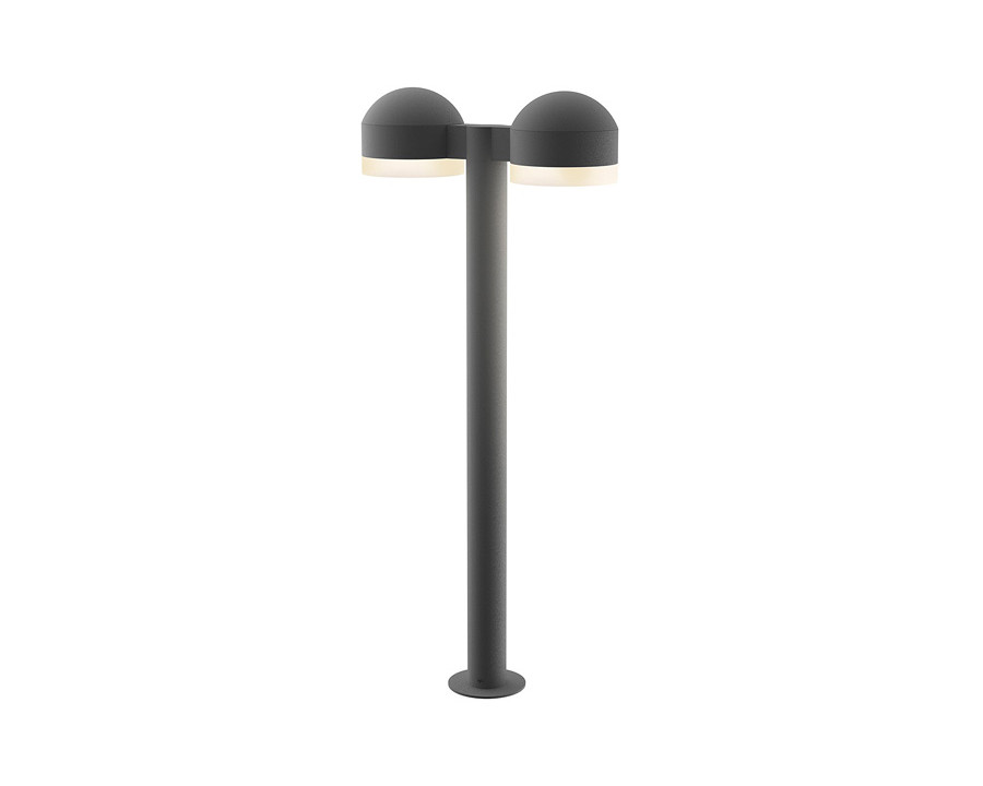 Sonneman REALS LED Double Bollard - Textured Gray, 28", Dome Caps and White Cylinder Lenses