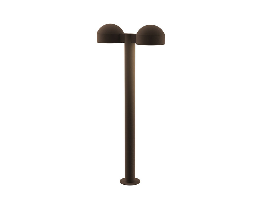 Sonneman REALS LED Double Bollard - Textured Bronze, 28", Dome Caps and Plate Lenses