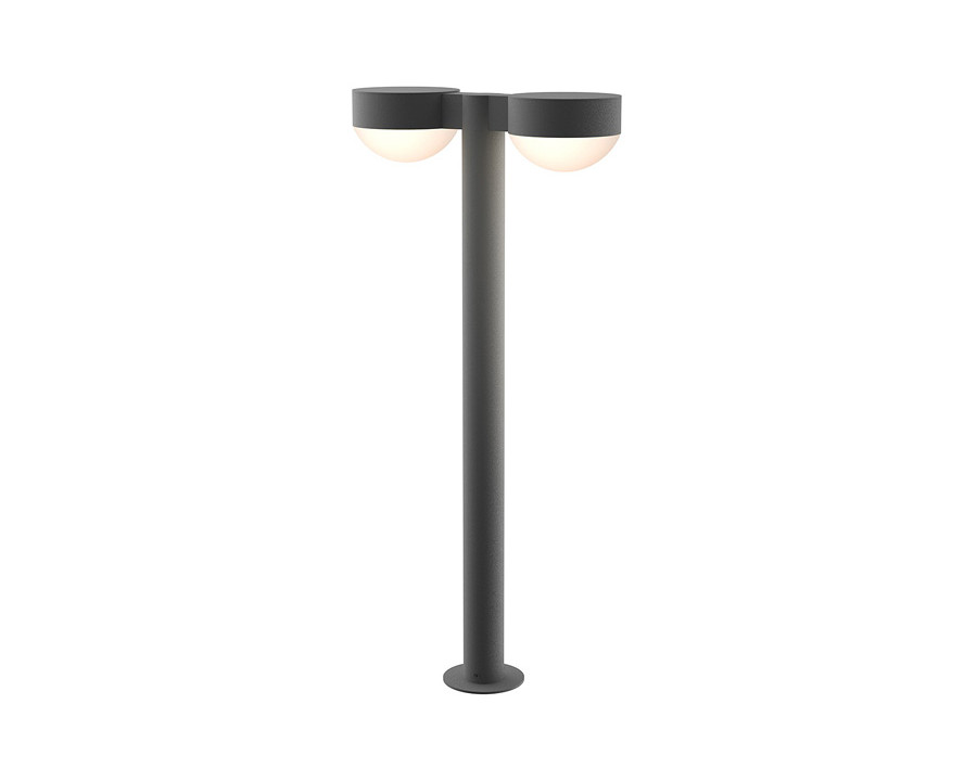 Sonneman REALS LED Double Bollard - Textured Gray, 28", Plate Caps and Dome Lenses