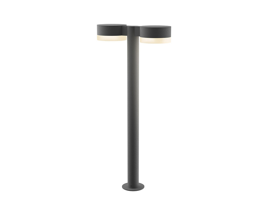 Sonneman REALS LED Double Bollard - Textured Gray, 28", Plate Caps and White Cylinder Lenses