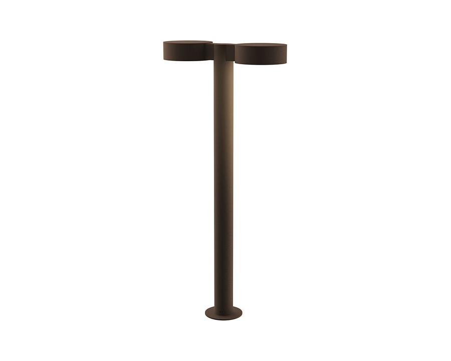 Sonneman REALS LED Double Bollard - Textured Bronze, 28", Plate Caps and Plate Lenses