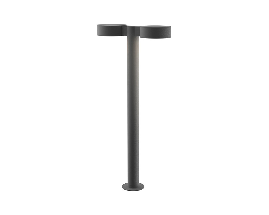 Sonneman REALS LED Double Bollard - Textured Gray, 28", Plate Caps and Plate Lenses