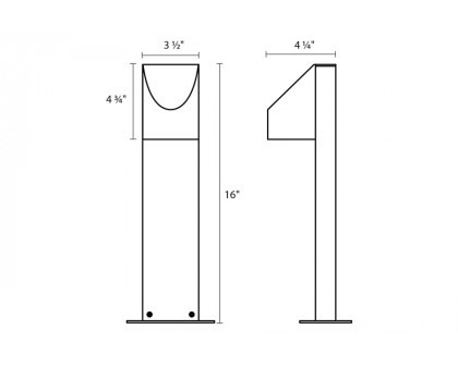 Sonneman Shear LED Bollard - Textured Gray, 16"