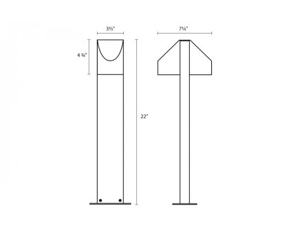 Sonneman Shear LED Double Bollard - Textured Gray, 22"