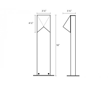 Sonneman Triform Compact LED Bollard - Textured Gray, 16"