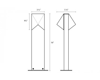 Sonneman Triform Compact LED Double Bollard - Textured Gray, 16"