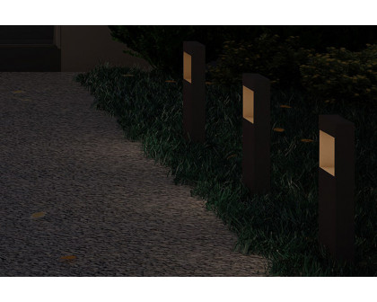 Sonneman Square Curve LED Bollard - Textured Bronze, 16"