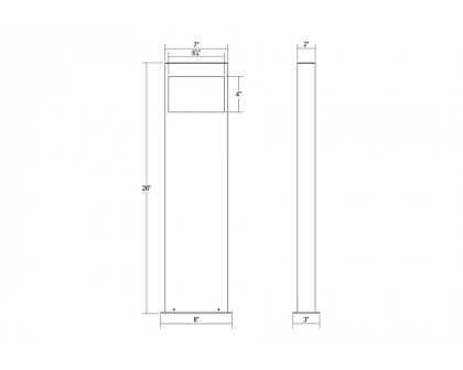 Sonneman Square Curve LED Bollard - Textured Gray, 16"