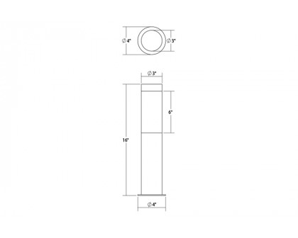 Sonneman Round Column LED Bollard - Textured Gray, 16"