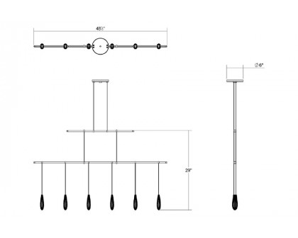 Sonneman - Suspenders 48" 2-Tier Linear with Crystal Teardrop Luminaires