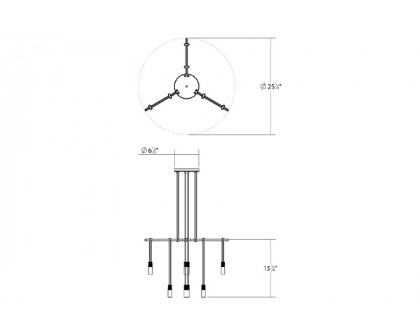 Sonneman - Suspenders 24" 1-Tier Tri-Bar with Etched Chiclet Luminaires