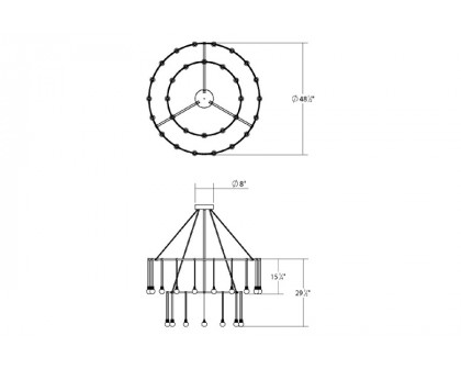 Sonneman - Suspenders 32"/48" Double Ring with Crystal Oval Luminaires