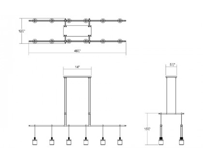 Sonneman - Suspenders 48" 2-Tier Tandem with Drum Luminaires