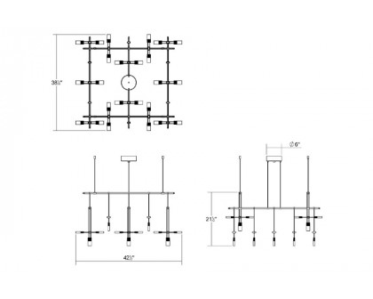 Sonneman - Suspenders 36" 2-Tier Grid with Etched Chiclet Luminaire Combo