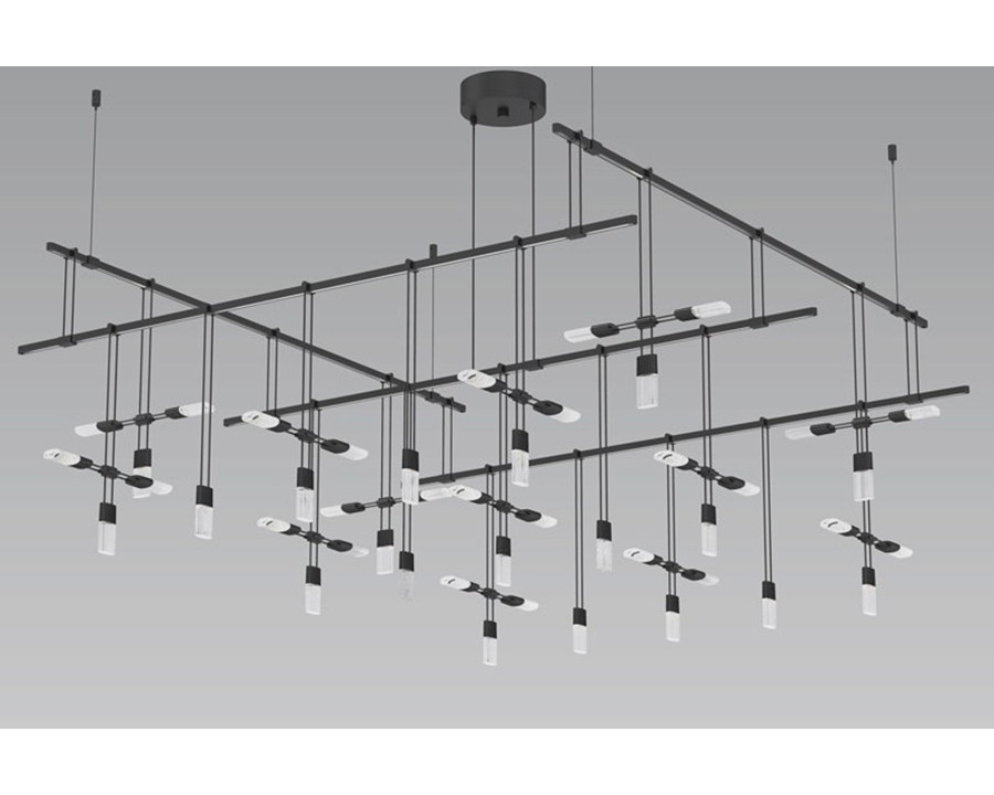 Sonneman - Suspenders 48" 2-Tier Grid with Crystal Chiclet Luminaire Combo