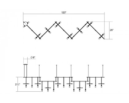 Sonneman - Suspenders 36" 5-Bar Zig Zag with Etched Chiclet Luminaire Combo