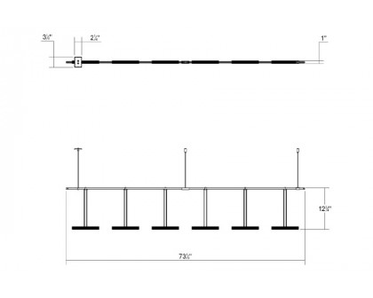 Sonneman - Suspenders 36" 2-Bar In-Line Linear with Crystal Double Glass Rod Luminaires