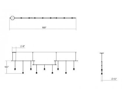 Sonneman - Suspenders 36" 3-Bar Offset Linear with Suspended Cylinders, Floor Lenses, Glass Drum Diffusers