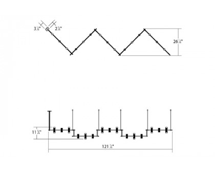 Sonneman - Suspenders 36" 5-Bar Zig Zag with Bar-Mounted Duplex Cylinders, Flood Lenses, Glass Drum Diffusers