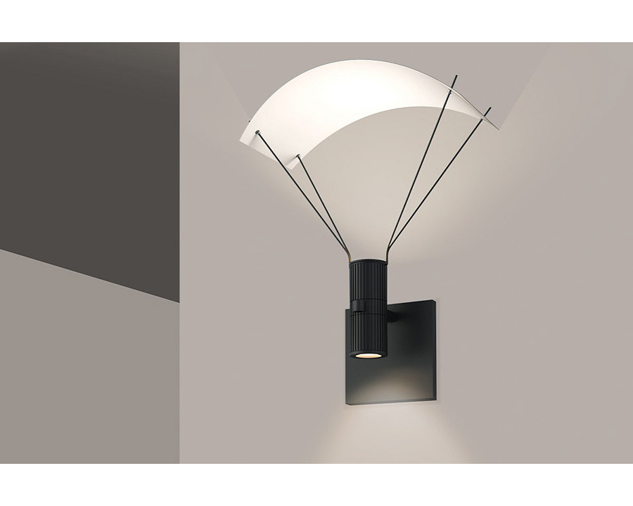 Sonneman - Suspenders Standard Single Sconce with Bar-Mounted Duplex Cylinders, Flood Lens, Parachute Reflector