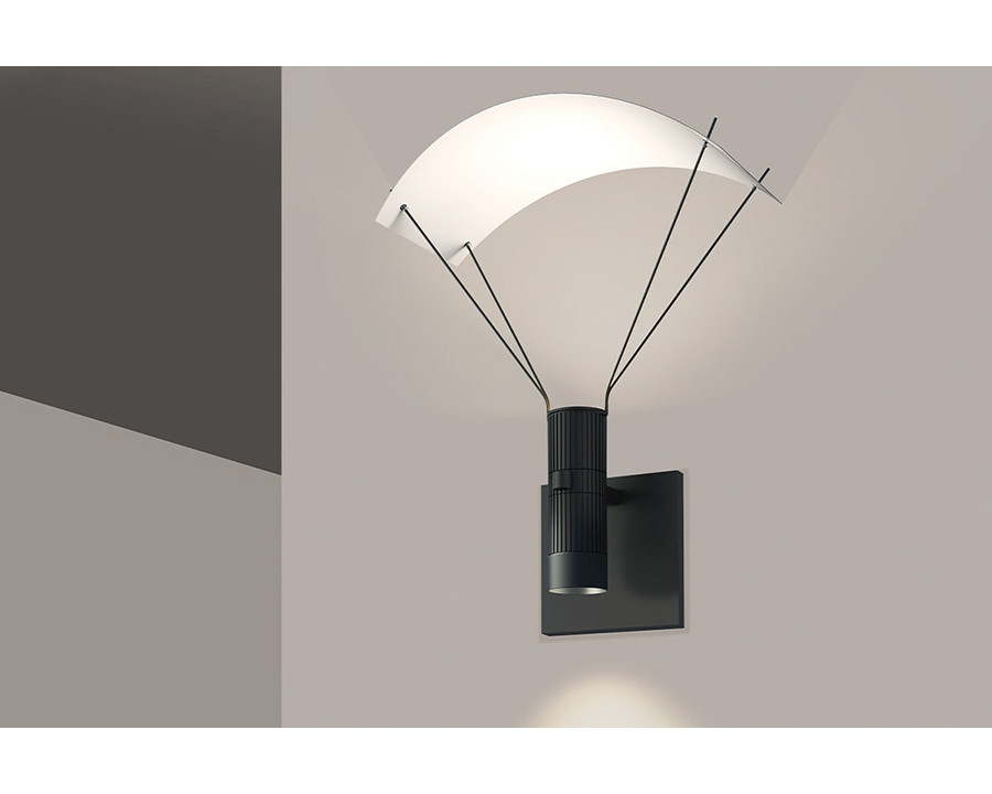 Sonneman - Suspenders Standard Single Sconce with Bar-Mounted Duplex Cylinders, Snoot Flood Lens, Parachute Reflector