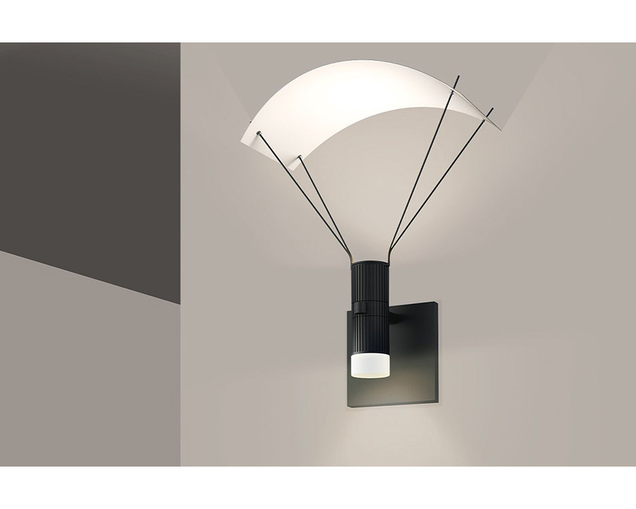 Sonneman - Suspenders Standard Single Sconce with Bar-Mounted Duplex Cylinders, Glass Drum Diffuser, Parachute Reflector