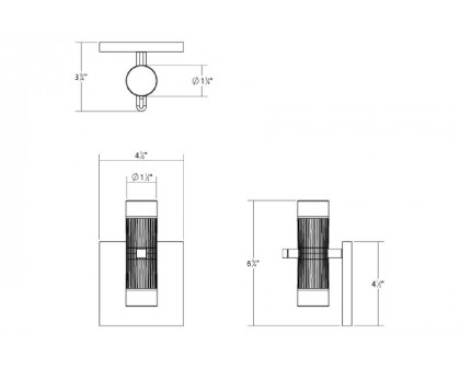 Sonneman - Suspenders Standard Single Sconce with Bar-Mounted Duplex Cylinders, Glass Drum Diffusers