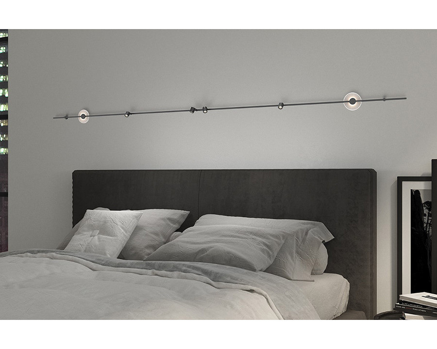 Sonneman - Suspenders 72" 2-Bar Linear Wall-Mounted with Mezzaluna Luminaires, Precise Bar-Mounted Aimable Cylinders