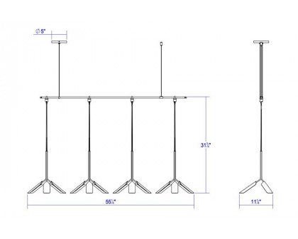 Sonneman - Suspenders 48" 1-Tier Linear with Leaf Luminaires