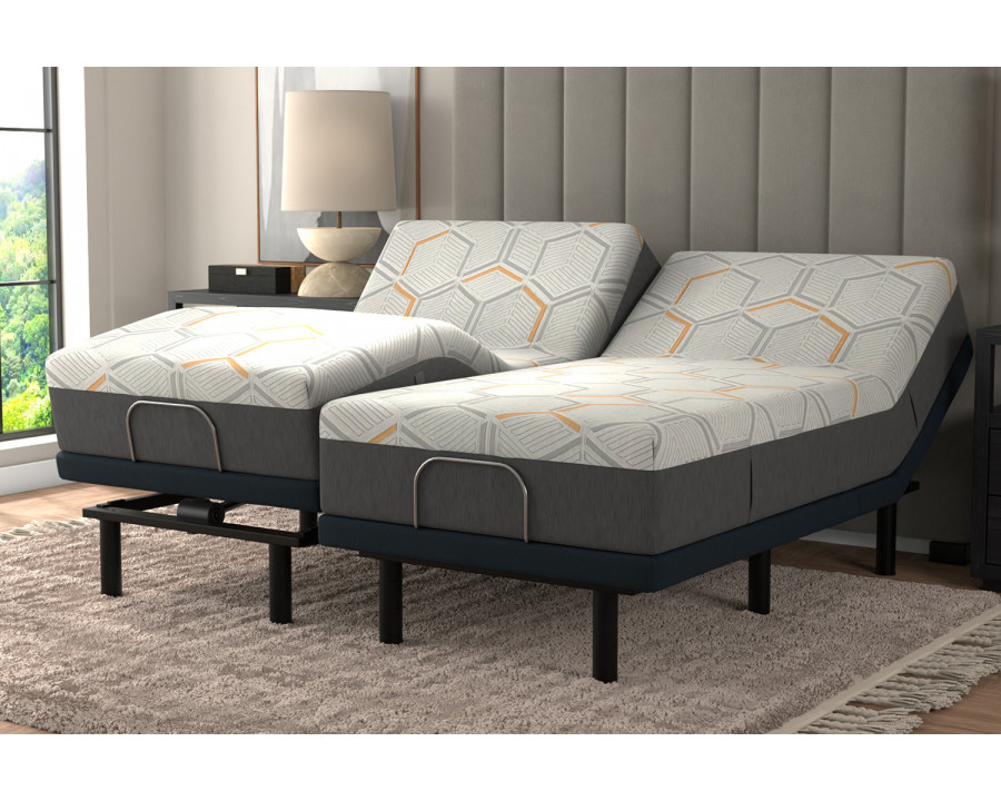 South Bay 12" Medium Copper Gel Infused Cal King Split Premium Memory Foam Mattress and Model 3 Adjustable Bed Base