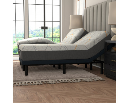 South Bay 12" Medium Copper Gel Infused Cal King Split Premium Memory Foam Mattress and Model 3 Adjustable Bed Base