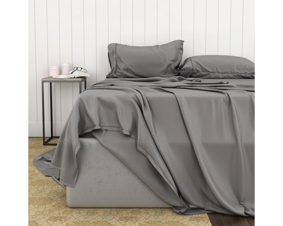 South Bay Bamboo Cotton Sheets - Gray, Cal King Split Head Size