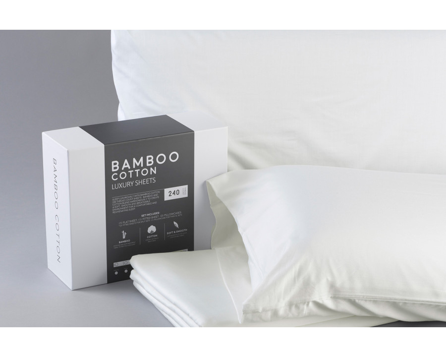 South Bay Bamboo Cotton Sheets - Ivory, Cal King Split Head Size