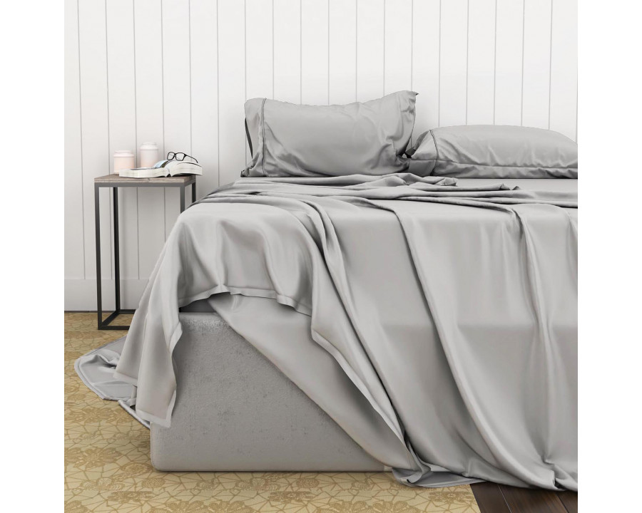 South Bay Bamboo Cotton Sheets - Light Gray, Cal King Split Head Size